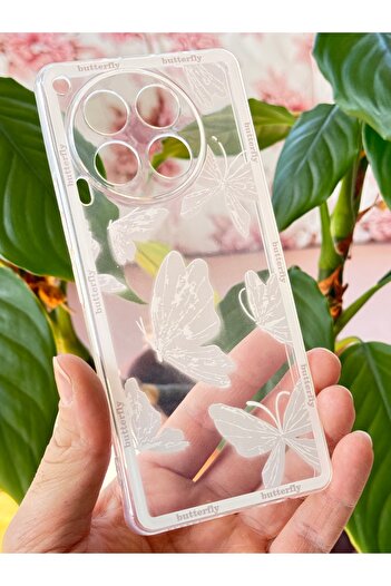 Fibaks Tecno Camon 30 Case Transparent Butterfly Design Patterned Camera Protection Soft Silicone Cover
