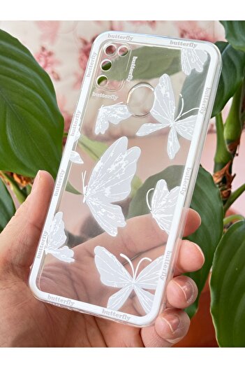 Fibaks Case for Samsung Galaxy M30S/M21 Transparent Butterfly Design Patterned Camera Protection Soft Silicone Cover