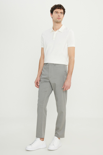 ALTINYILDIZ CLASSICS Cotton Slim Fit Slim Fit Side Pocket Flexible Casual Light Beige Trousers