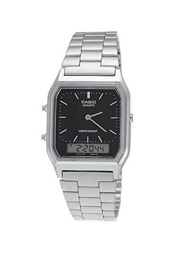 Casio Unisex AQ-230A-1DDF 32mm Analog-Digital Quartz Watch with Stainless Steel Strap - Silver