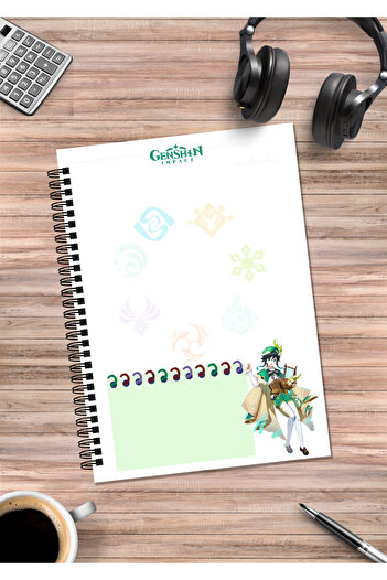 mertfigur Genshin Venti Anime Spiral Notebook A5 (50 Sheets)