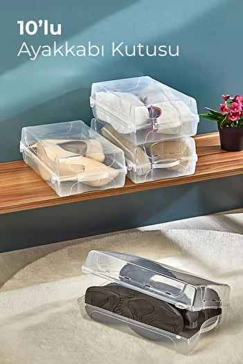 Kitchen Life 10-Piece Transparent Shoe Storage Box - Women's Shoe Rack