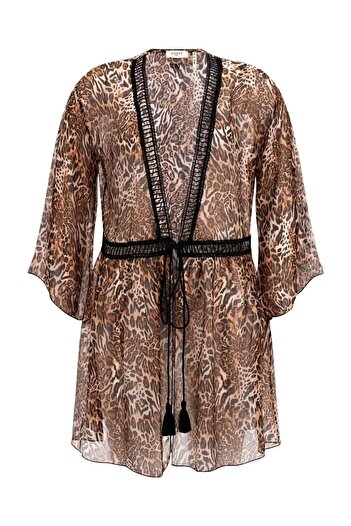 Guess Leopard Print Kimono Tie-Up Pareo E3Gk06We550