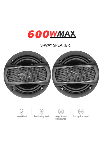 Generic 100Miles 6" 3-Way Coaxial Car Speaker, 600W Max, High-Power Flush Mount Audio System (2 Pcs)