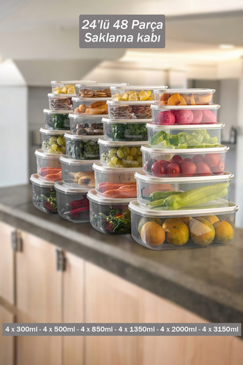 Buclee 48-Piece Rectangular Clear Storage Containers of 24 - Stylish Countertop and Practical Organization in the Closet