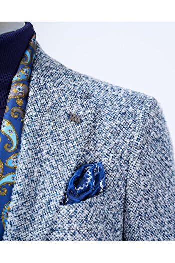 TerziAdemAltun Італійський стиль slim fit моно комір чоловічий однобортний піджак темно-синій T13539