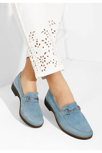 B T Shoes Mocasini dama piele Evadne bleu