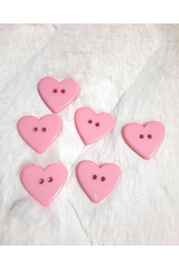 Beyna Pink Polyester Heart Button 2.5 cm 1 Pack 10 Pieces