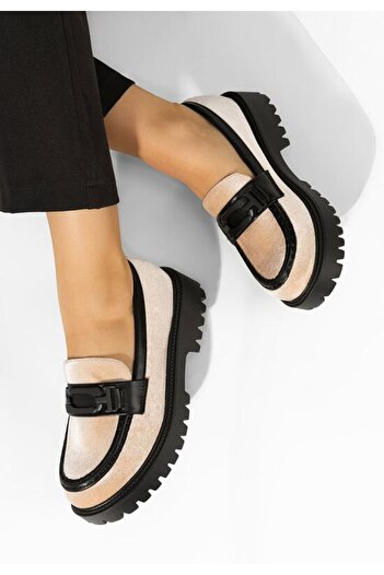 B T Shoes Mocasini cu talpa groasa Angelita bej