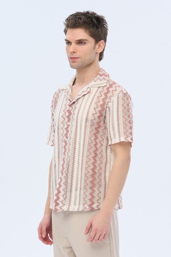 İLKCET MODA Ethnic Patterned Oversize Knitted Shirt