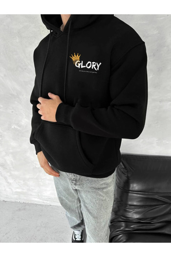 soonaksesuar Winter Three Thread Hooded Sweatshirt - Black