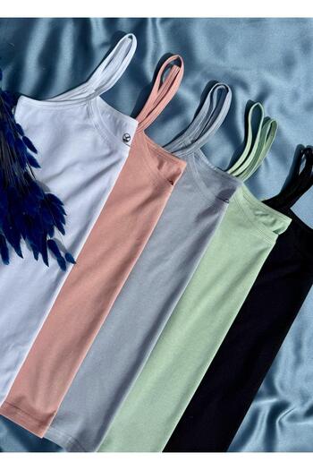 VicTroy Elosia Modal Fabric Undershirt 5 Pieces Shantir Blue, Pink, Green, Black and White