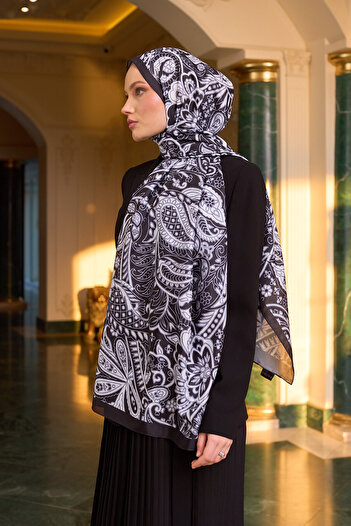 İpekhan Patterned Silk Shawl - 9803