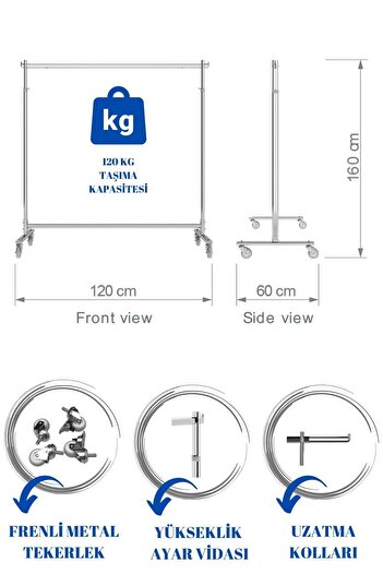 Manken İstanbul Kıyafet Askısı Elbise Askısı Konfeksiyon Askısı Tekerlekli Askılık
