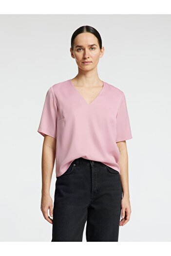 Selected Femme Top mit V-Ausschnitt Kurzärmeliges