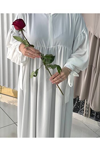 Fashion journey hajj umrah φόρεμα με μισό φερμουάρ με μανίκια