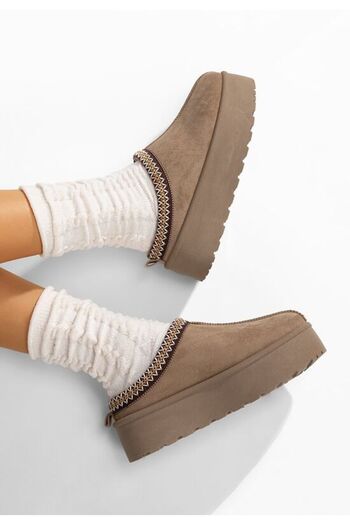 B T Shoes Papuci cu platformă Comfy kaki