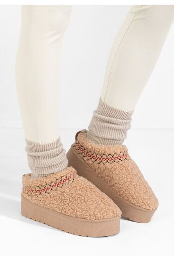 B T Shoes Saboti dama cu platforma Cristina kaki