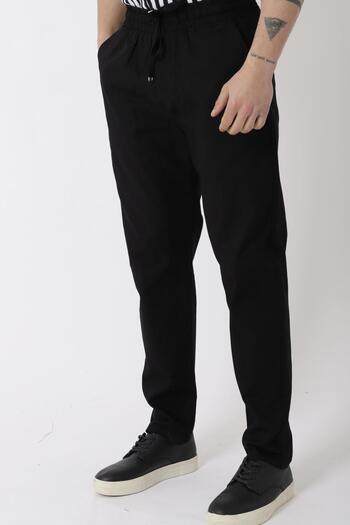 Stilkombin Elastic Waist Linen Trousers Pldp-01K_0385