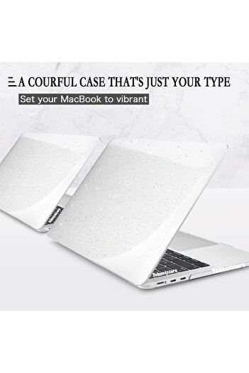 TEKNETSTORE Apple Macbook Air 13.6 Inç 2022 2024 M2 M3 M4 Çip A2681 A3113 A3240 Kilif Parlak Simli Şeffaf Kapak
