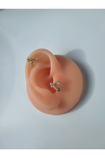 kurukafagift Fiyonk Kurdele  Çelik Zirkon Taşlı  Piercing Tragus Helix Lob Kıkırdak