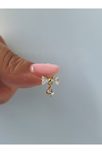 kurukafagift Fiyonk Kurdele  Çelik Zirkon Taşlı  Piercing Tragus Helix Lob Kıkırdak