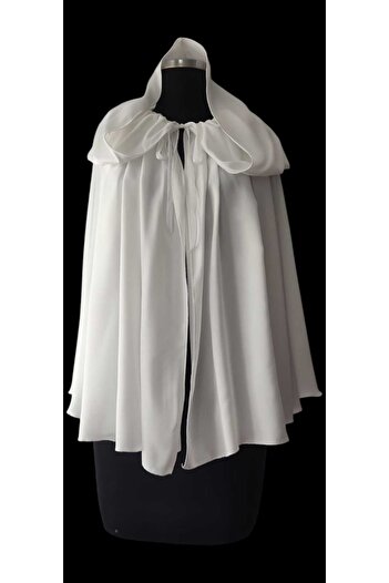 MODA NUR Bolero Cape, Hooded Bolero, Off-white Cape, Bridal Cloak