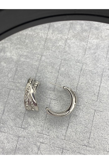 TUGASAN ONLİNE 316L Silver Steel Zircon Stone 3-Piece Earrings