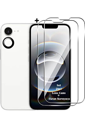 m.tk moveteck iPhone 16E Compatible Camera Protection Lens Protective Glass + 9H Screen Protective Glass 2in1 Set Shatterproof Glass