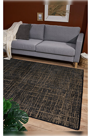 Apex Halı Gloria 4015 Antrasit  Antibakteriyel Yıkanabilir Kaliteli Modern Şık Kilim