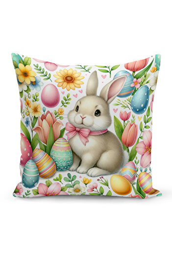 Bertille Home Spring Series Double Sided Digital Printed Throw Pillow Cover (Spring Easter Eastercushion Cover)