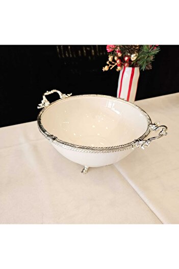MaviDamla 26 Cm. Metal Frame with Eyelashes on Top, Ceramic Bowl