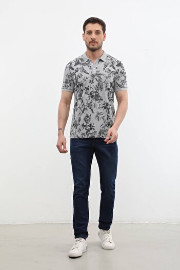 MARKAPIA Men's Polo Collar - Forest Patterned 100% Cotton T-Shirt