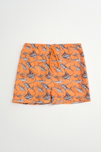 MARKAPIA Boy's Pocketless Shark Swim Shorts