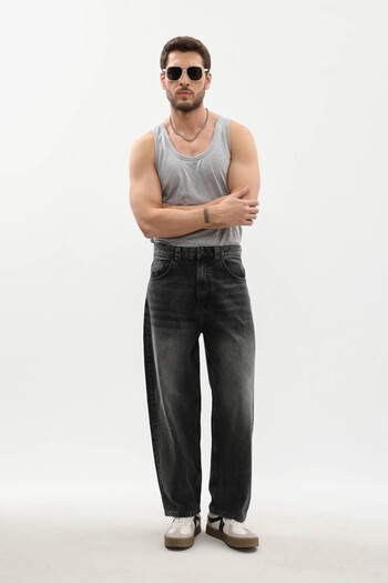 BANNY JEANS Anthracite Men's Skater Fit Jean Trousers