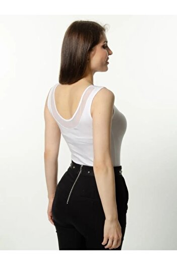 LİRONA A+ Quality Cotton Tul Detailed Pool Collar Undershirt & Body Jacket