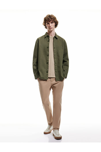Koton Cotton Long Sleeve Regular Fit Classic Collar Buttoned Shirt Jacket