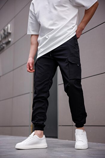 Pobudo Parachute Fabric Black Color Men's Trousers
