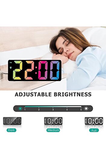 COOYA Bedroom Alarm Clock, Digital LED Clock with USB Charging Port, Adjustable Lights, 12/24H, No Plug