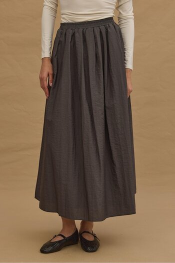 Fahhar Anthracite Gathered Skirt