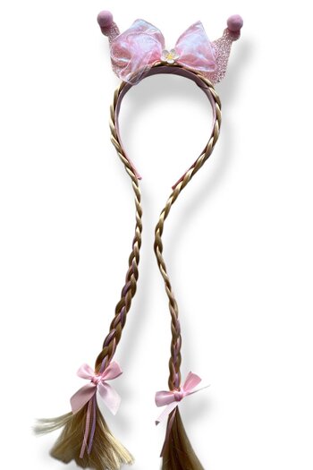 TAKIŞTIR Pink Color Ribbon Figured Knitted Detailed Children's Crown