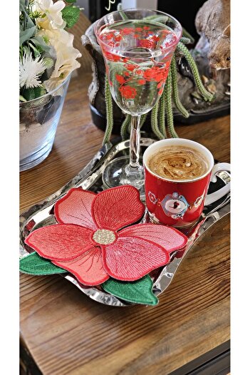 Agbtrend Set of 7 Magnolia Embroidered Colorful Presentation and Cocktail Napkins