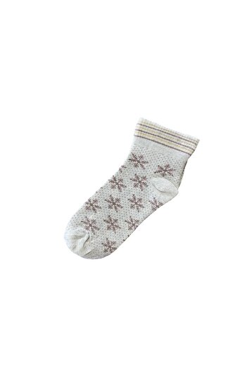 Line Smart 6 Pack Women's Beige Glittery Snow Patterned Half Booties Socks