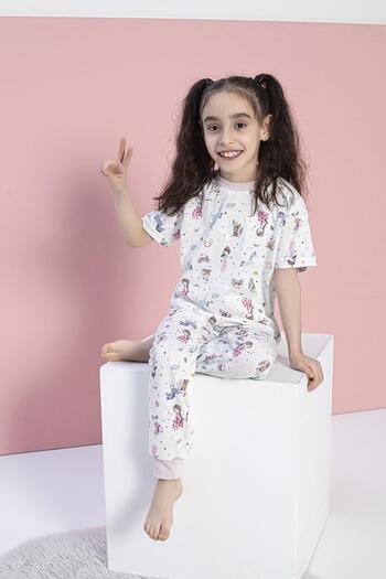 CONFEO Female Child Short-Sleeve White Pajamas Suit C2T6N0O-046