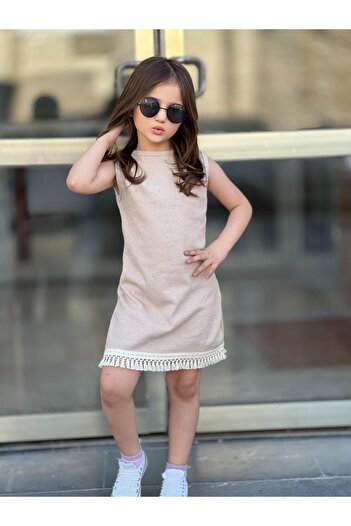 CINARIUM Tassel Detailed Dress and Jacket Girl's Festive Travel Stylish Set