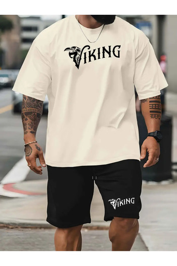 PENTHİLUS Men's Round Neck Light Stretch Loose Short Sleeve Oversized Printed T-Shirt
