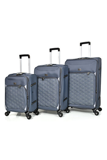 MORANO Morano 3-Piece Fabric Luggage Set, Grey