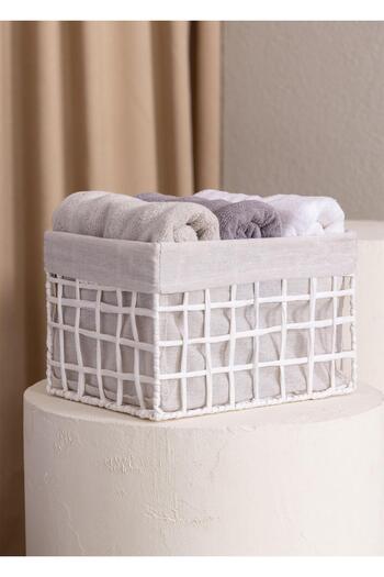 The Mia Braid Wicker Organizer Basket White 30X22X19 cm