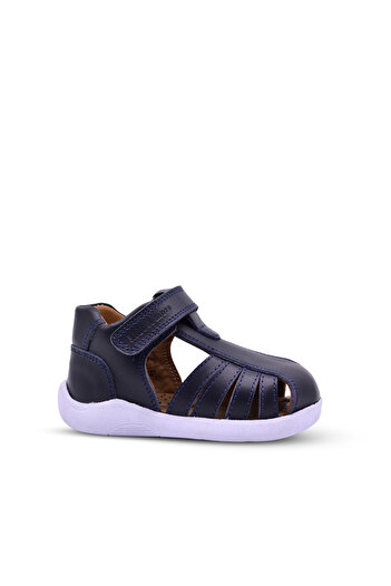 kids A more Single Velcro Leather Soft First Step Sandals Navy Blue