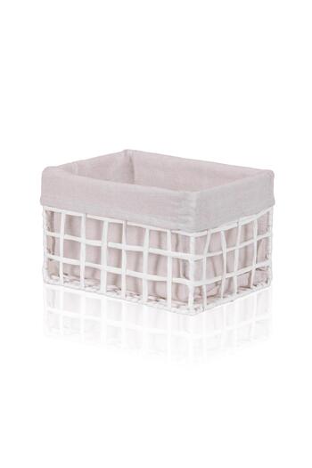 The Mia Braid Wicker Organizer Basket White 26X18X16 cm